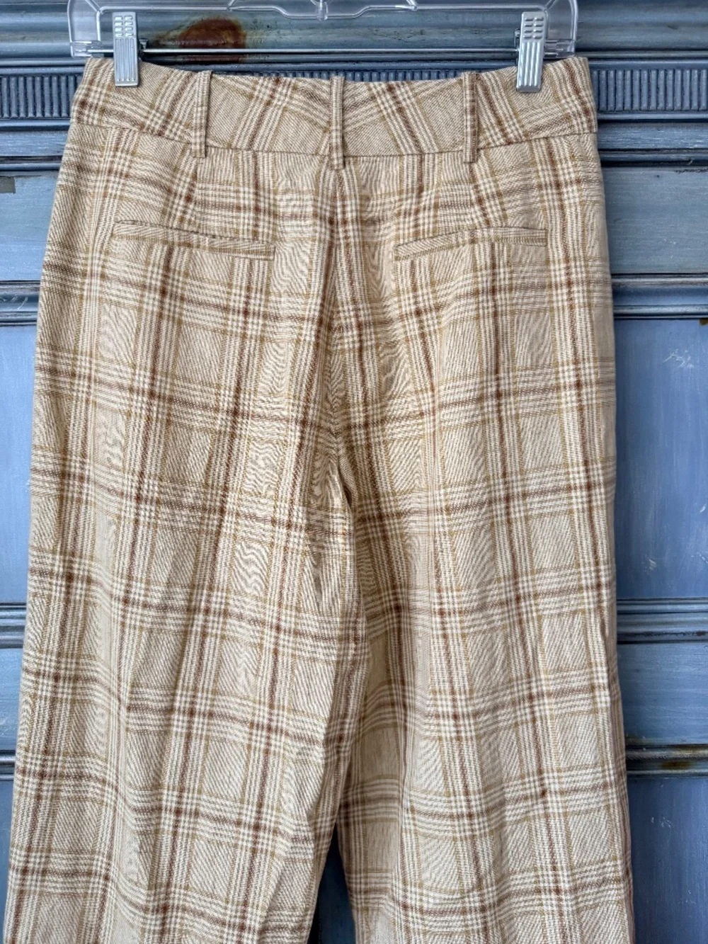 Sezane Cyprien Plaid Cropped Trousers in Ochre Check Size 36